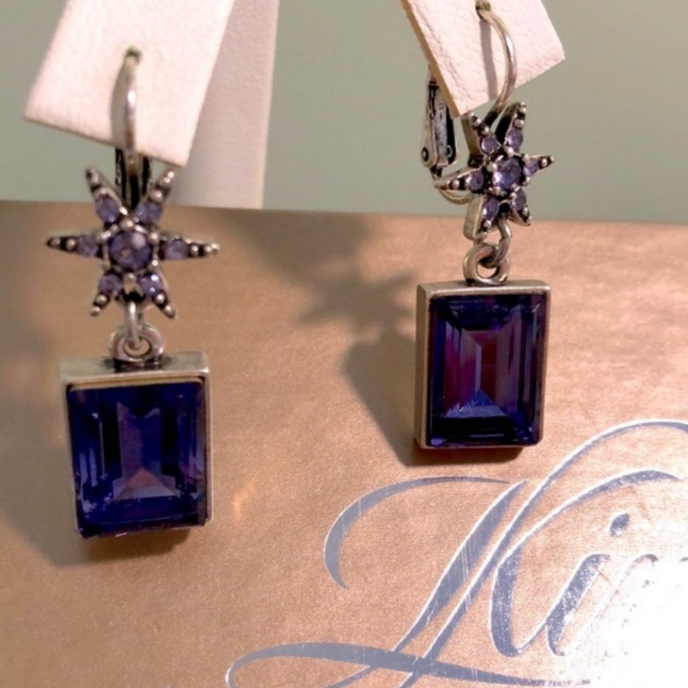 Kirks Folly Goldtone Purple Star Earrings